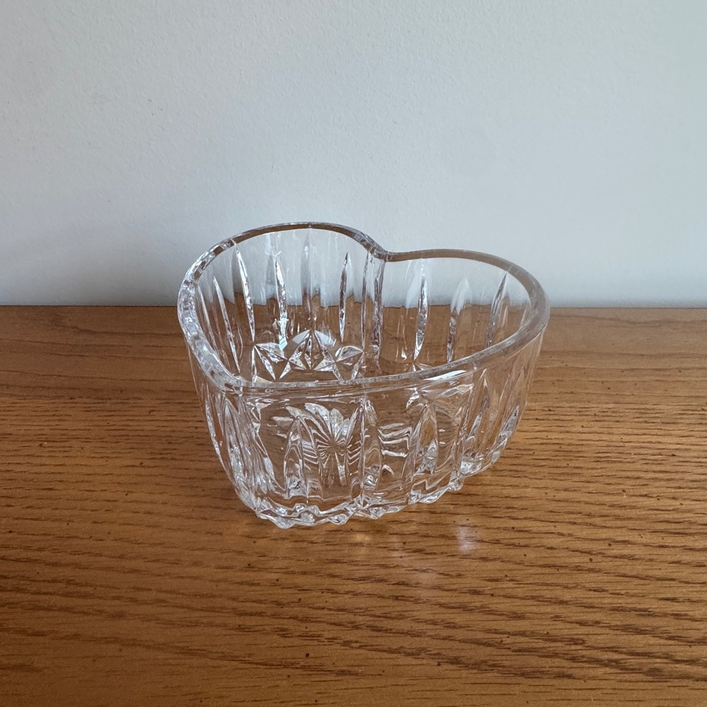 Heart Shaped Crystal‎ Trinket Dish Jewelry Box Small Glass Candy Bowl
